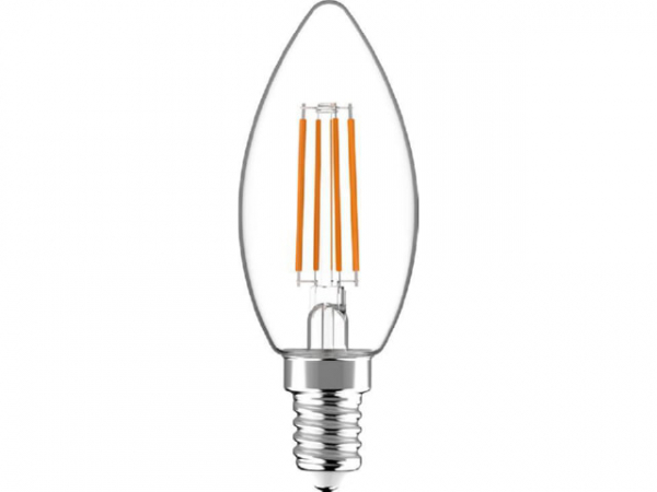 LED Filament Leuchtmittel - Kerze C35 E14 4.5W 470lm 2700K Klar 330° dimmbar
