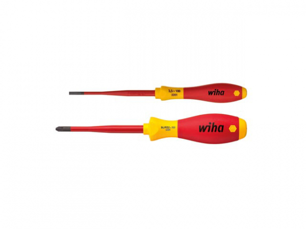 Wiha Schraubendreher Set SoftFinish® electric slimFix Schlitz, PlusMinus/Pozidriv 2-tlg. in Blister (36333)