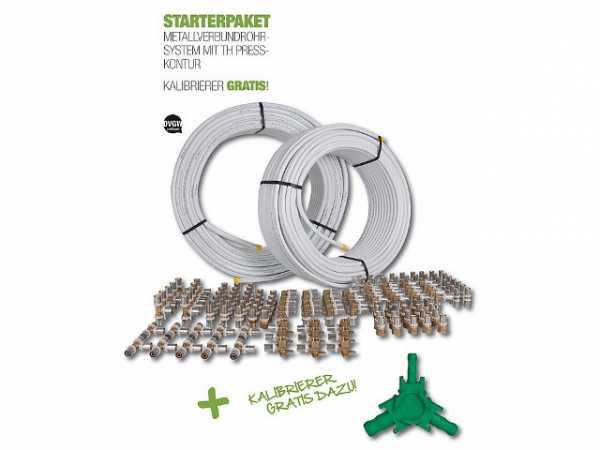 Fußbodenheizung Starterpaket mit Alu-Verbundrohr und Fittings mit TH Presskontur