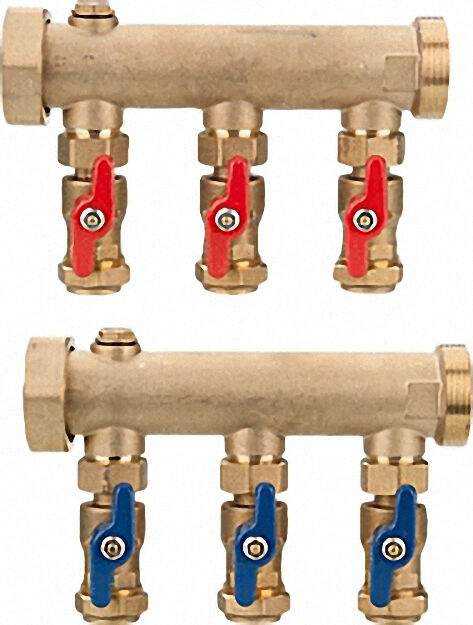 Soleverteiler DN 40 (1 1/2'') 25mm Klemmanschluss, 3 Kreise Soleverteiler DN 40 (1 1/2'') 25mm Klemmanschluss, 3 Kreise