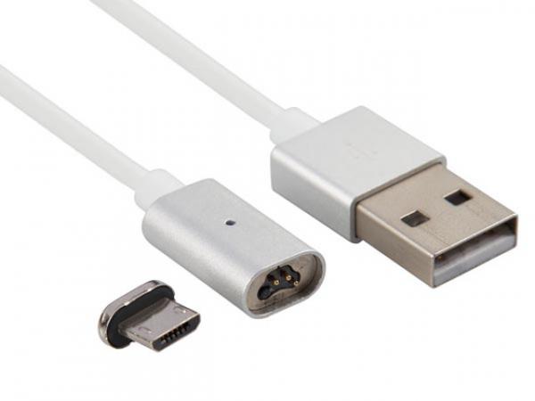 Daten/Ladekabel USB 2.0 Stecker auf magnetischer 5 pol. Micro USB Stecker 1 m PCMP95