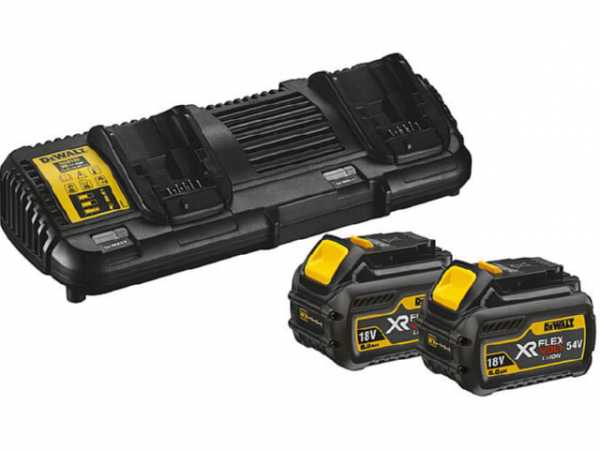 Orginal-Li-Ion-Akku.Starter-Set Dewalt 54V 2x6,0 Ah Li-Ion Akkus und Doppelladegerät