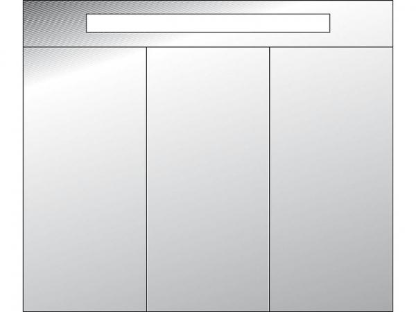 Spiegelschrank mit Beleuchtung, weiß Hochglanz, 3 Türen, 950x750x188mm