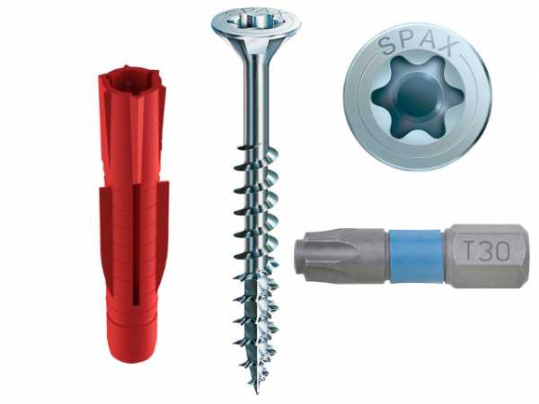 TOX Allzweckdübel Tri 10/61 KT mit Senkkopfschraube SPAX Teilgewinde 6,0x90 mm BIT T30, VPE 100 Stück