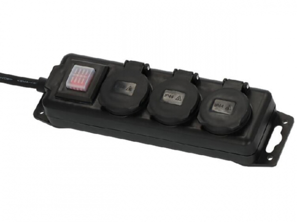 Std-Verteiler 3fach 2m H07RN-F3G1.5 schwarz, mit Schalter, IP44